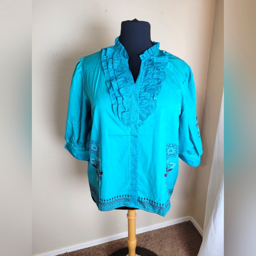 V-Neck 3/4 Sleeve Blouse